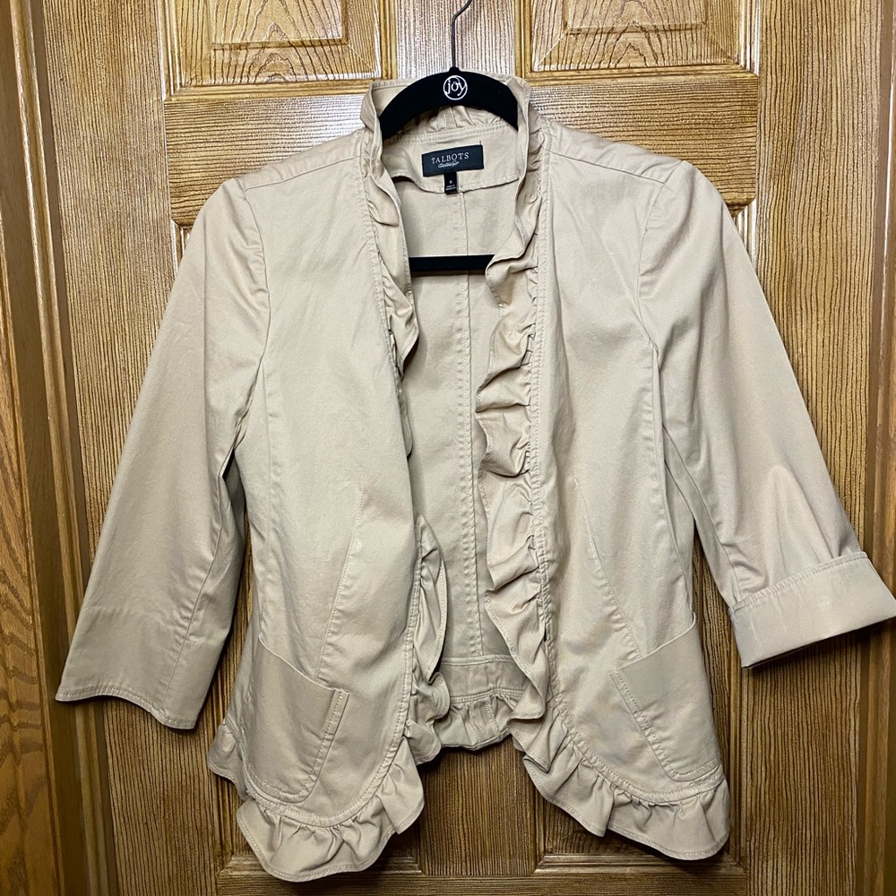 Talbots Ruffled Jacket Tan